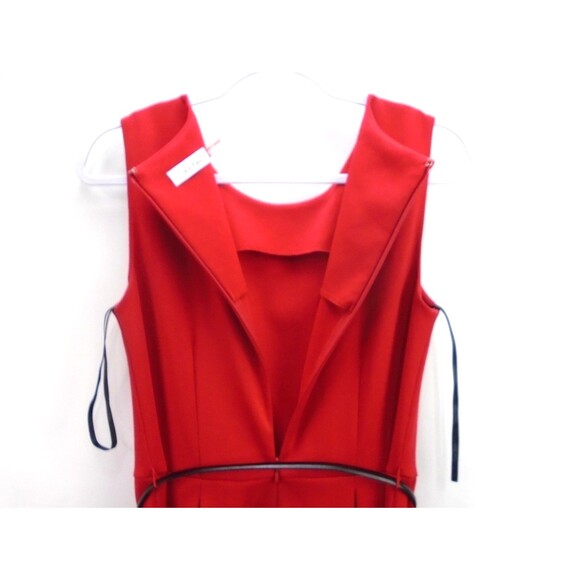 Calvin Klein Women's Fit & Flare Sleeveless Dress Size 8 Belted Red Striped Hem - Picture 8 of 10
